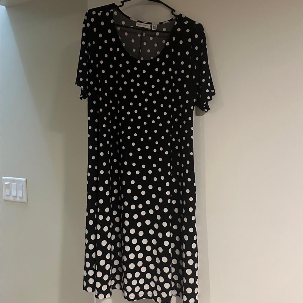 Susan Graver Black and White Polka Dot liquid knit dress